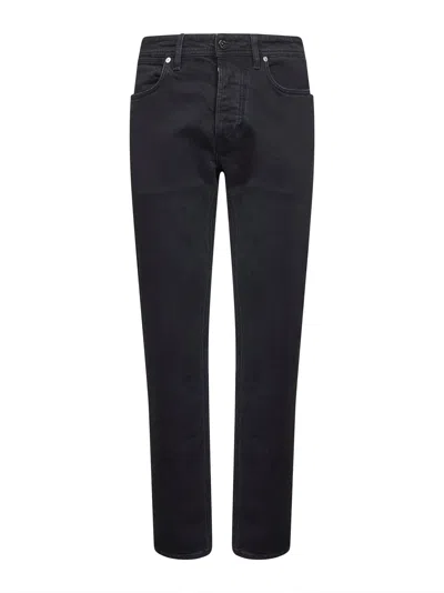 Stone Island Denim Research Black Cotton Stretch Denim Slim Fit Jeans In Black