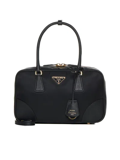 Prada Borse "medium Black Re-edition Duffel Bag In Re-nylon In Black