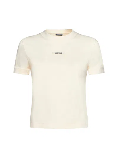 Jacquemus T-shirt With Gros Grain Logo In Neutral