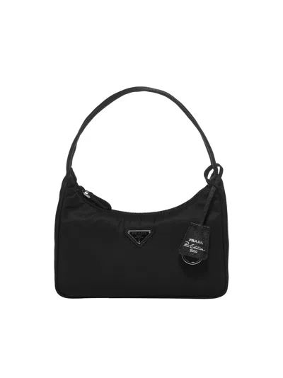 Prada Accessori Pelletteria Black Prada Re-edition 2000 Mini Bag In Black