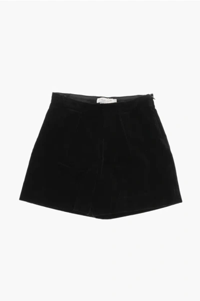 Bonpoint Velvet Single Pleated Shorts In Black