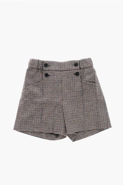 Bonpoint Houndstooth Motif Wool Blend Shorts In Multi
