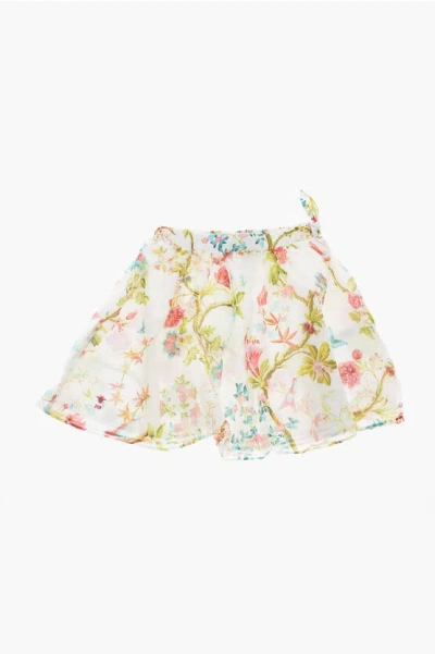 Dior Floral Patterned Flared Skirt With Elastic Waistband In Multi