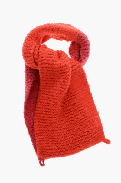 Daniela Gregis Two-tone Braided Scarf In Red