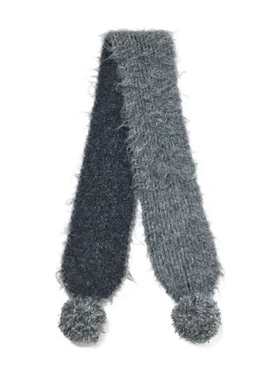Open Yy Shaggy Pompon Scarf In Gray