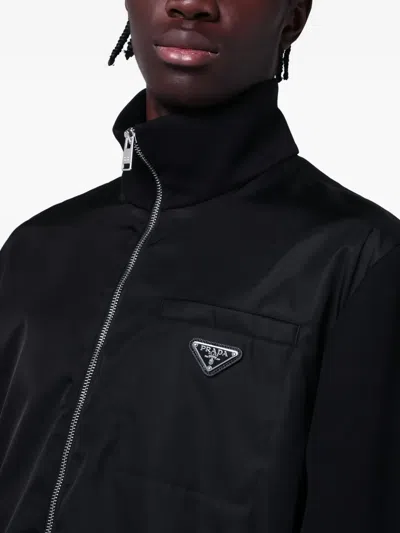 Prada Sweatshirt With Re-nylon Insert In Black