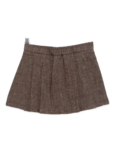 Il Gufo Pleated Mini Skirt In Brown