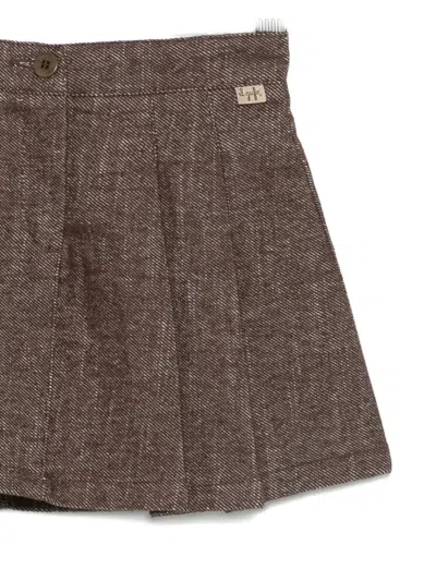 Il Gufo Pleated Mini Skirt In Brown