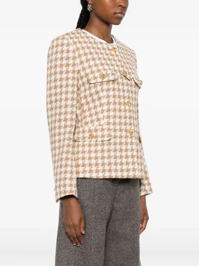 Tagliatore Houndstooth Button-fastening Jacket In Neutral