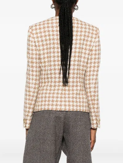 Tagliatore Houndstooth Button-fastening Jacket In Neutral