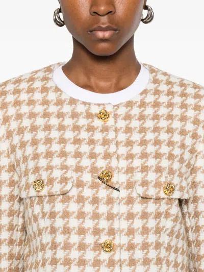 Tagliatore Houndstooth Button-fastening Jacket In Neutral