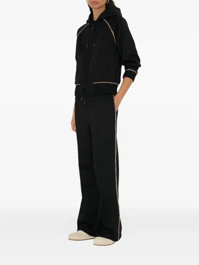 Burberry Check-pattern Trim Track Pants In Black