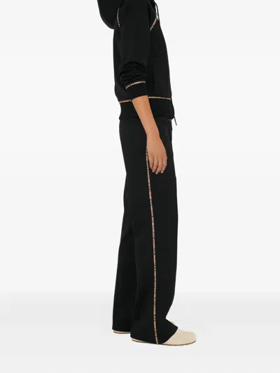 Burberry Check-pattern Trim Track Pants In Black