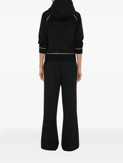 Burberry Check-pattern Trim Track Pants In Black