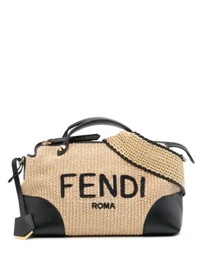 Pre-owned Fendi 2010-2025 Medium Raffia By The Way Satchel In Brown