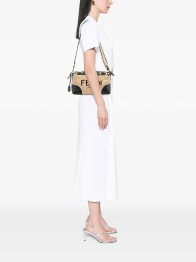 Pre-owned Fendi 2010-2025 Medium Raffia By The Way Satchel In Brown