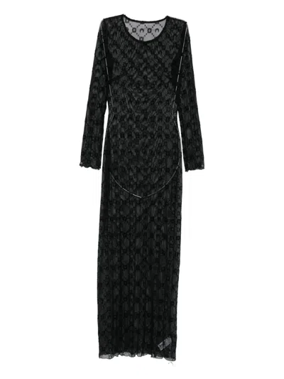 Marine Serre Long-sleeve Patterned Dress In Black