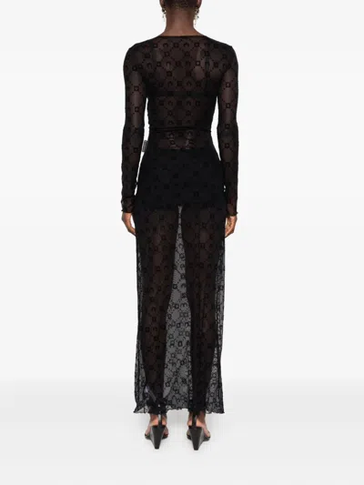 Marine Serre Long-sleeve Patterned Dress In Black