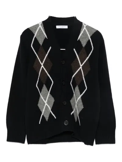 Paolo Pecora Argyle-pattern Cardigan In Black