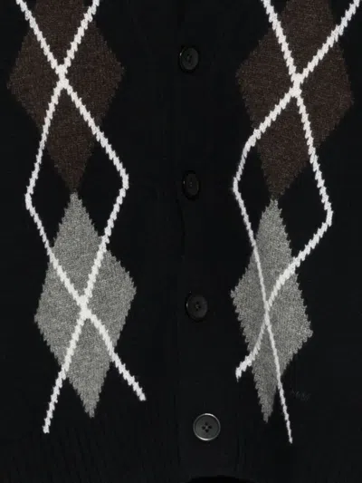 Paolo Pecora Argyle-pattern Cardigan In Black