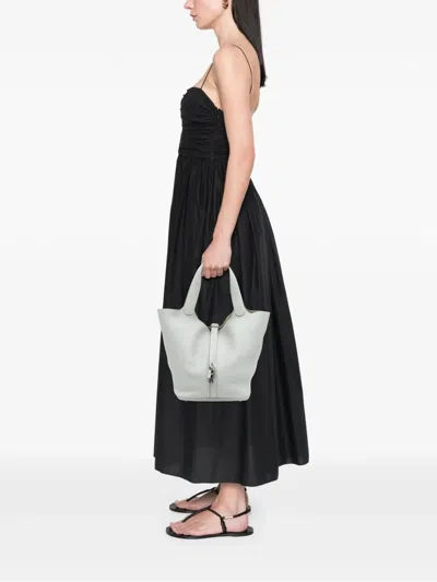 Pre-owned Hermes 2014 Clemence Picotin Lock 26 Handbag In Blue