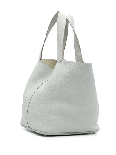 Pre-owned Hermes 2014 Clemence Picotin Lock 26 Handbag In Blue