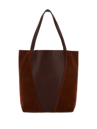 Chloé Borsa Shopping Chloè Spin Bordeaux In Pelle E Pelle Scamosciata  Donna In Brown