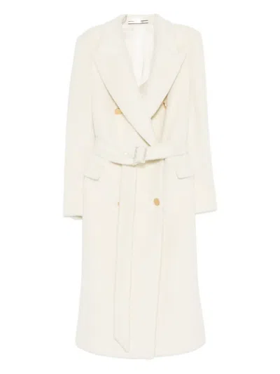 Tagliatore Double-breasted Belted Coat In White
