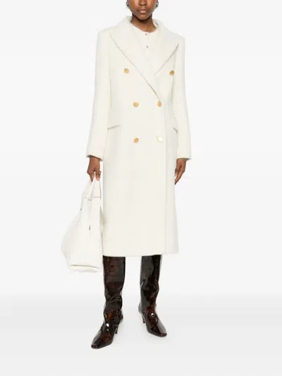 Tagliatore Double-breasted Belted Coat In White