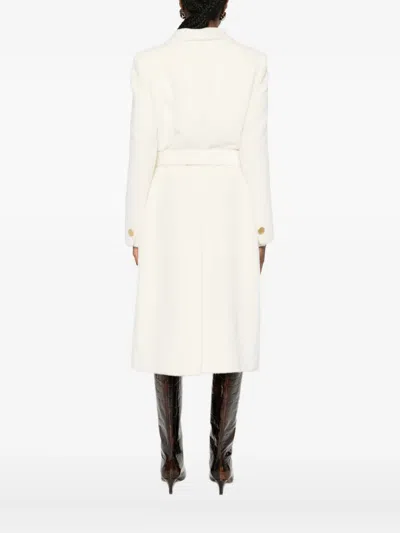 Tagliatore Double-breasted Belted Coat In White