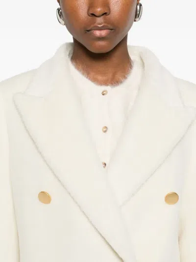 Tagliatore Double-breasted Belted Coat In White