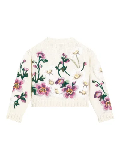 Dolce & Gabbana Floral-embroidered Cardigan In Neutral