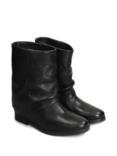 Julie Dee Leather Boots In Black