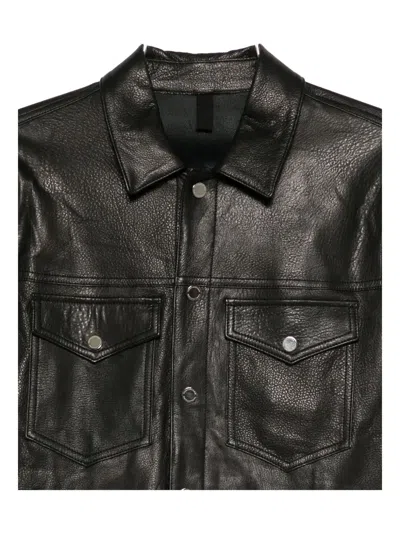 Tagliatore Long Sleeved Buttoned Leather Jacket In Black