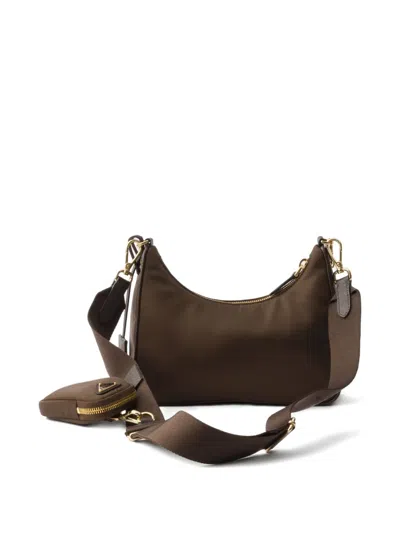 Prada Re-edition 2005 Nylon Shoulder Bag In Brown