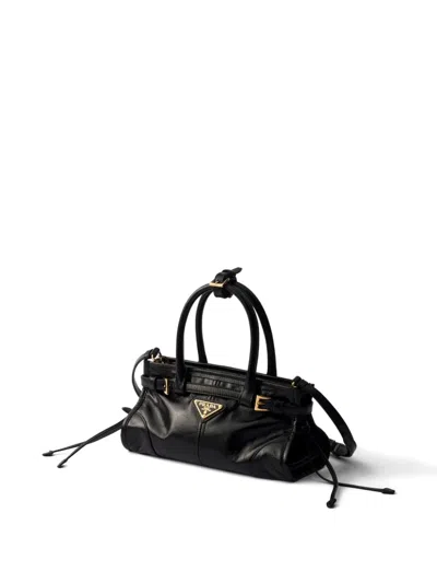 Prada Mini Bonnie Leather Tote Bag In Black