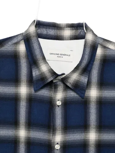 Officine Generale Giacomo Checked Shirt In Blue