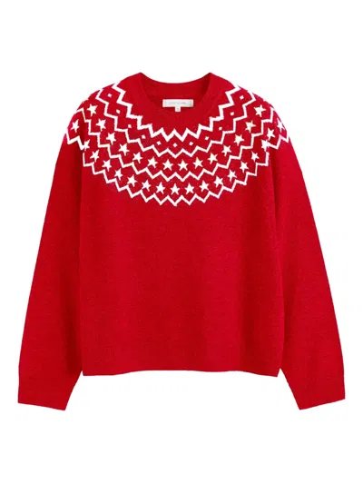 Chinti & Parker Star-yoke Sweater In Red