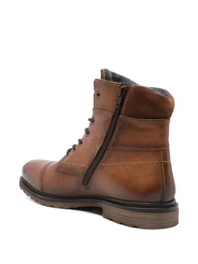 Bugatti Lace-up Panelled Booties In Brown