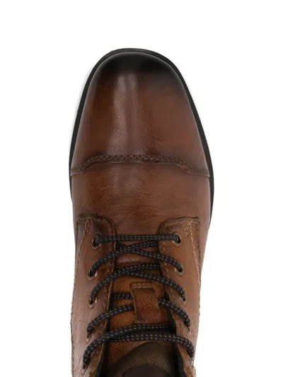 Bugatti Lace-up Panelled Booties In Brown