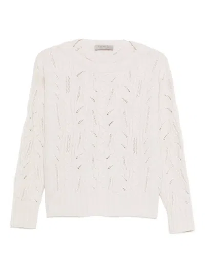 D Exterior Classic Knit Sweater With Soft Texture In Neutral