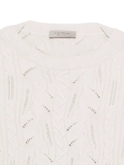 D Exterior Classic Knit Sweater With Soft Texture In Neutral