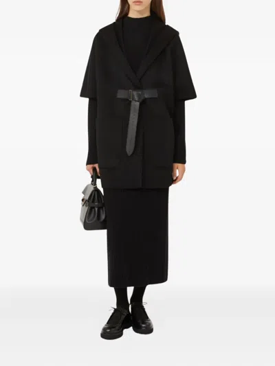 Max Mara Dorico Cashmere-felt Hooded Jacket In Black