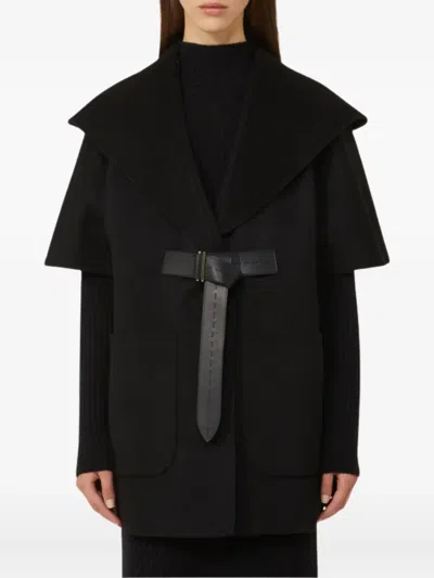 Max Mara Dorico Cashmere-felt Hooded Jacket In Black