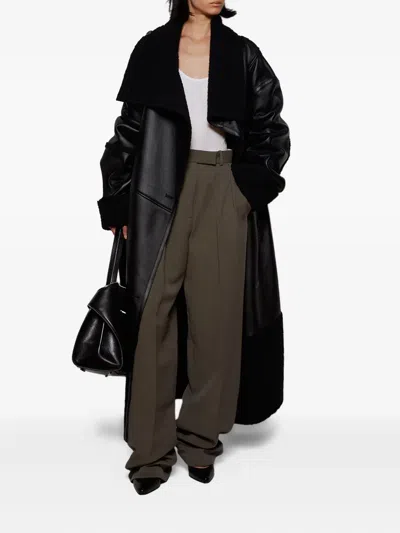 Entire Studios Shearling Long Coat In Black