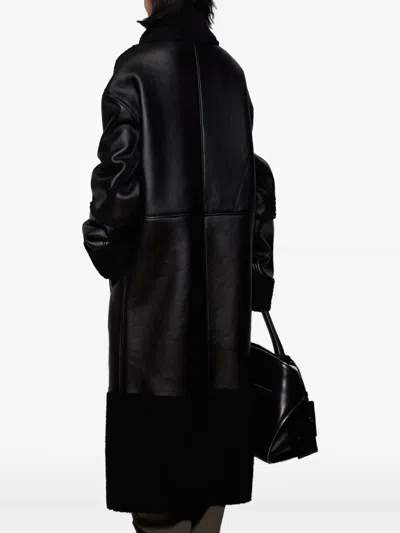 Entire Studios Shearling Long Coat In Black