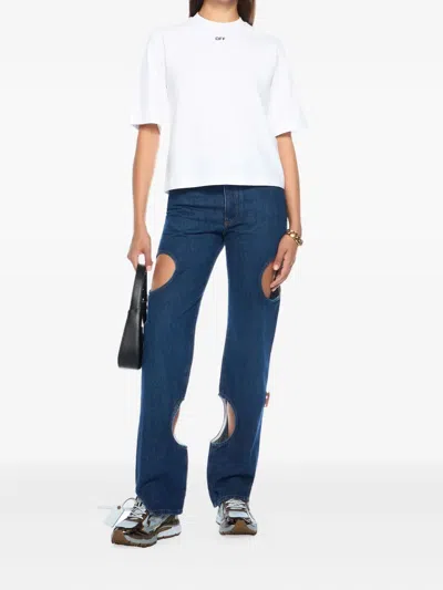 镂空细节牛仔裤