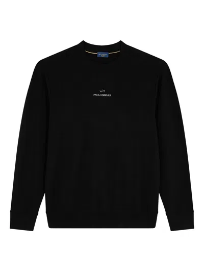 Paul & Shark X-soft Cotton Sweatshirt With Logo Print In Black