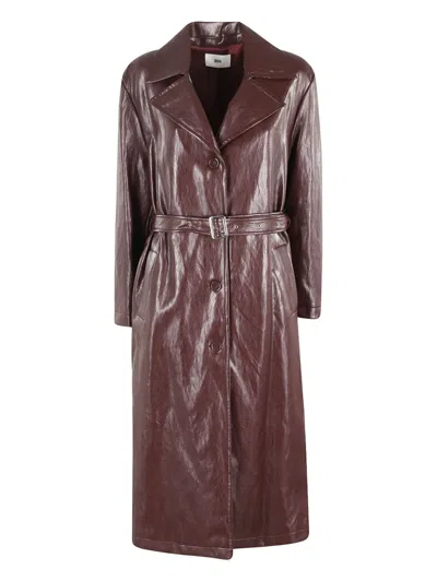Solotre Glossy Trench Coat With Classic Lapel And Tailored Fit In Brown