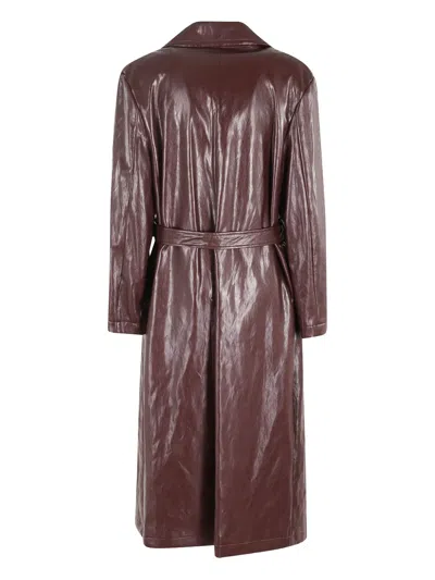 Solotre Glossy Trench Coat With Classic Lapel And Tailored Fit In Brown